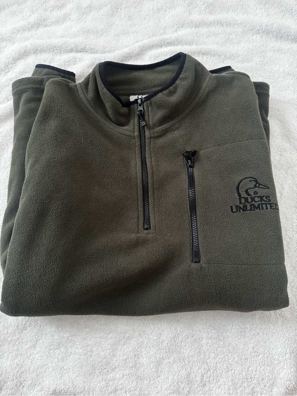 Ducks Unlimited Men's Olive Green Half-Zip Fleece Pullover